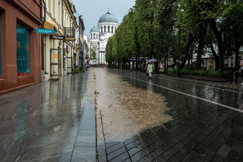 Dėl potvynio Laisvės alėjoje kaltas lietus ar „Autokausta“?