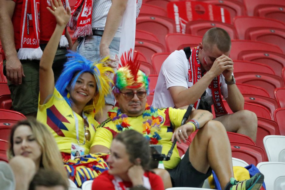 Kolumbijos futbolo rinktinė užtvėrė lenkams kelią į kitą etapą