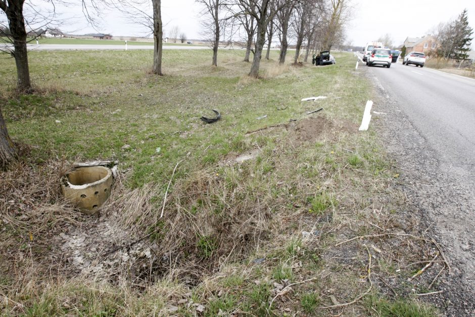 Pakeliui iš Klaipėdos į Palangą automobilis rėžėsi į medį