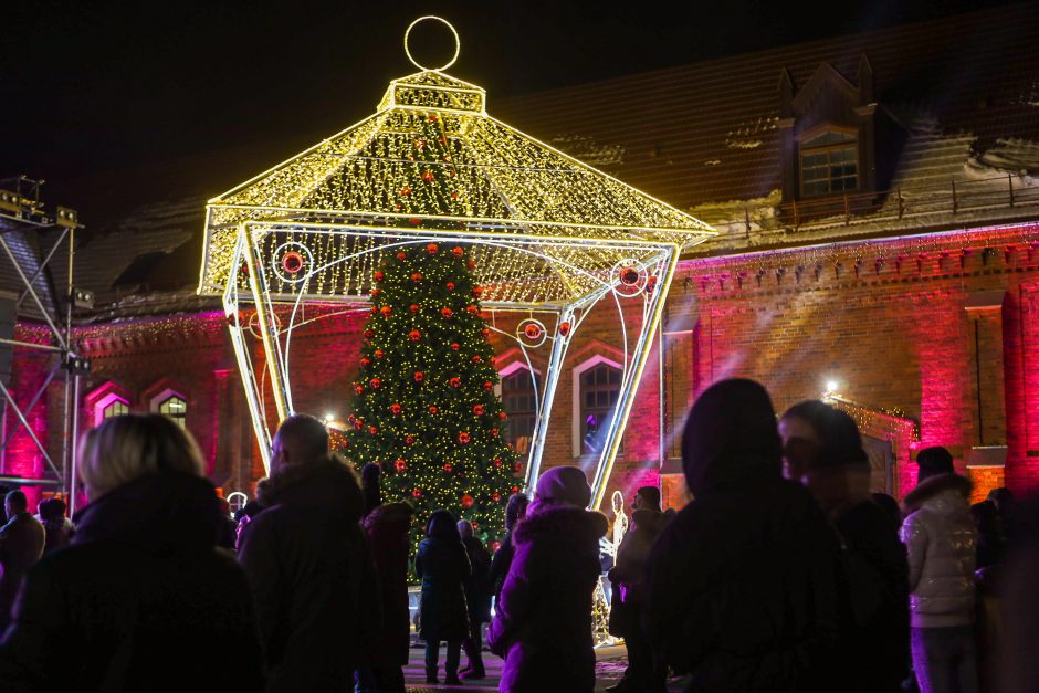 Raudondvario dvare įžiebta pagrindinė Kauno rajono Kalėdų eglė