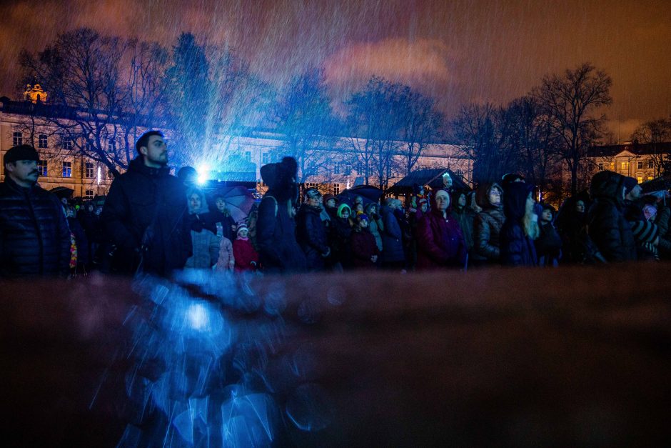 Šv. Kalėdų vakarą ant Vilniaus katedros sienos nušvito 3D pasaka 