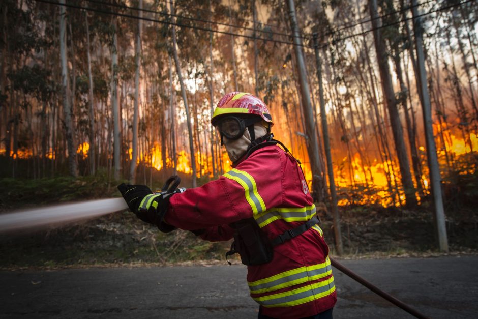 Portugalijoje miško gaisrai privertė evakuoti vandens parką