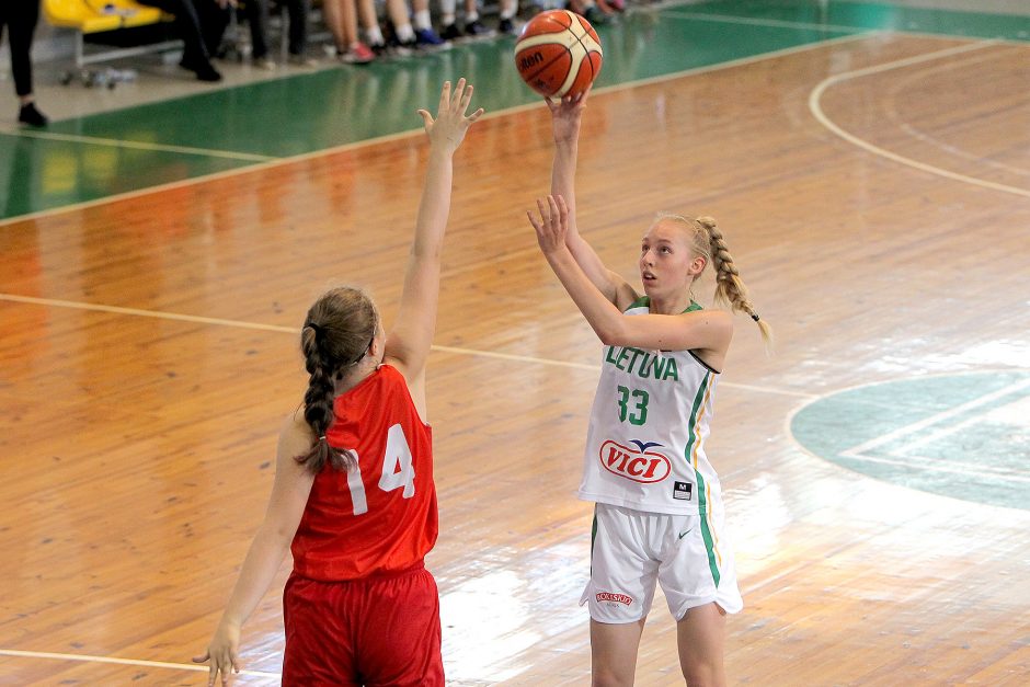 16-metės krepšininkės kontrolinėse rungtynėse įveikė baltaruses