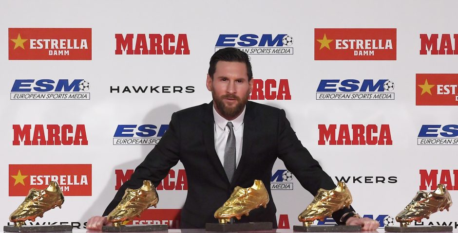 Futbolininkui L. Messiui penktą kartą įteiktas auksinis batelis