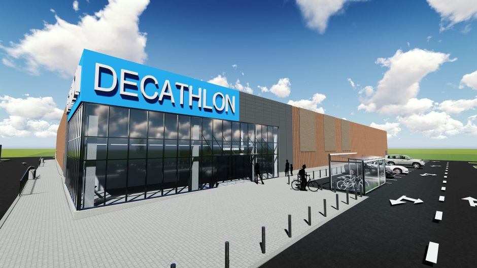 Prancūzų sporto prekių milžinės „Decathlon“ pirmosios parduotuvės Kaune statybos įgauna pagreitį