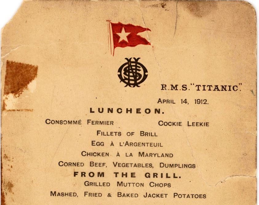 „Titaniko“ valgiaraštis parduotas už 88 tūkst. dolerių