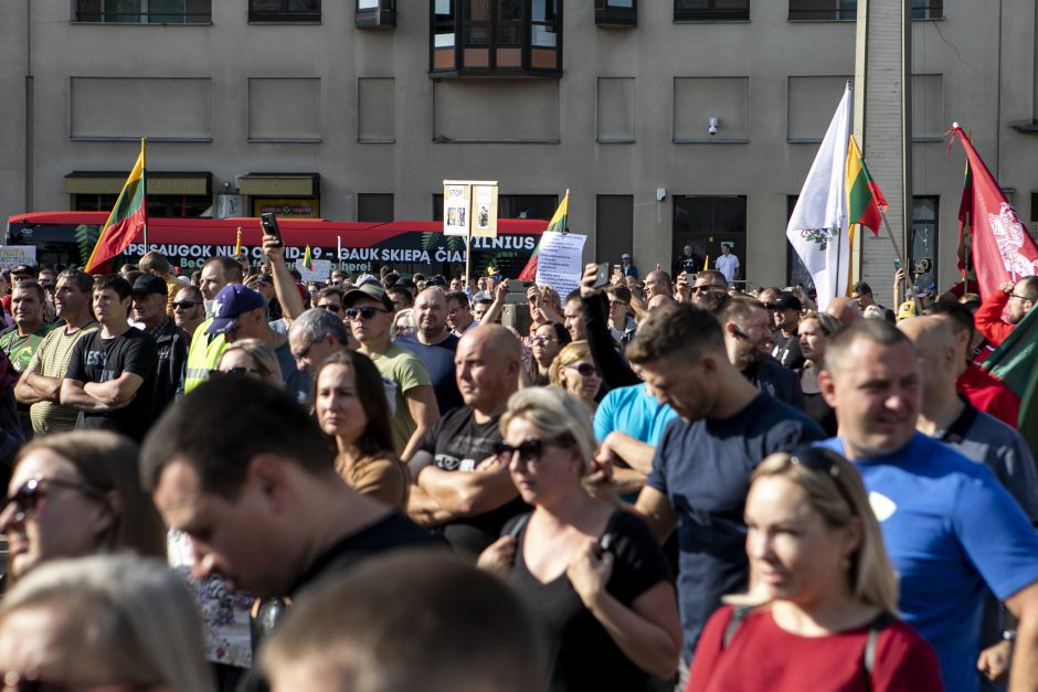 Prie Seimo – tūkstantinis protestas: su plakatais „Šiknon galimybių pasą“ ir šūksniais „Gėda!“