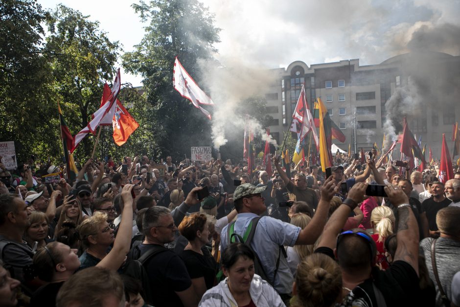 Prie Seimo – tūkstantinis protestas: su plakatais „Šiknon galimybių pasą“ ir šūksniais „Gėda!“