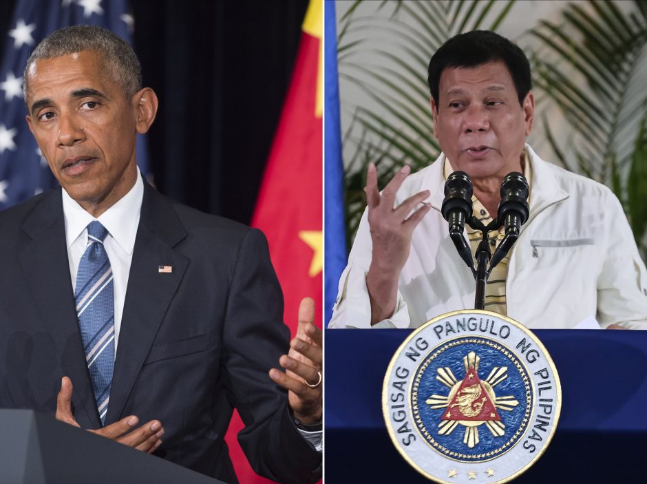 Kalės vaiku B. Obamą išvadinęs Filipinų lyderis – atgailauja