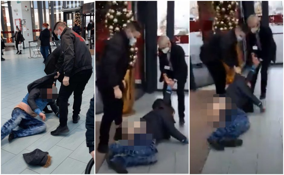 Kaunietę šokiravo vaizdas prekybos centre: apsaugininkai grindiniu vilko pusnuogį vyrą