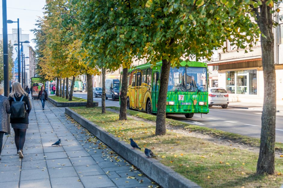 Išmargintas senasis troleibusas Kaune