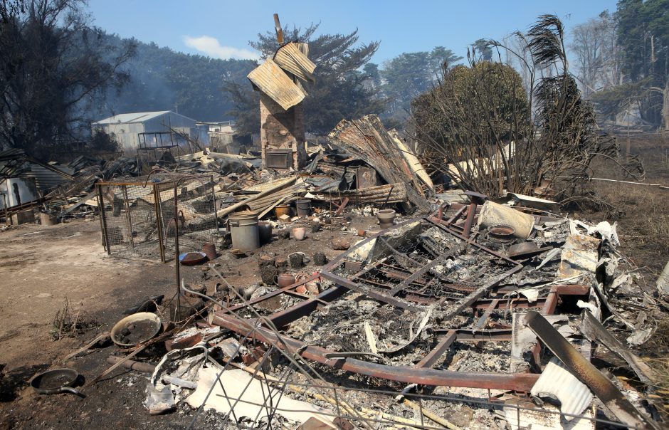 Australijoje per gaisrus sudegė dešimtys namų, žuvo daug gyvulių