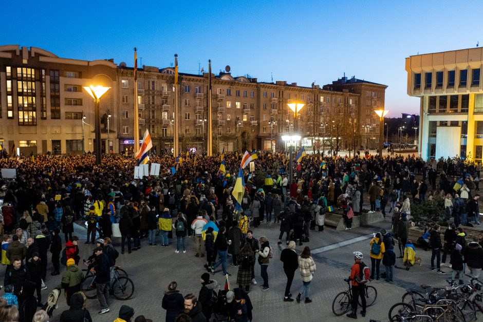 Atsiliepę į V. Zelenskio kvietimą paremti Ukrainą, Vilniuje susirinko apie 4 tūkst. žmonių 