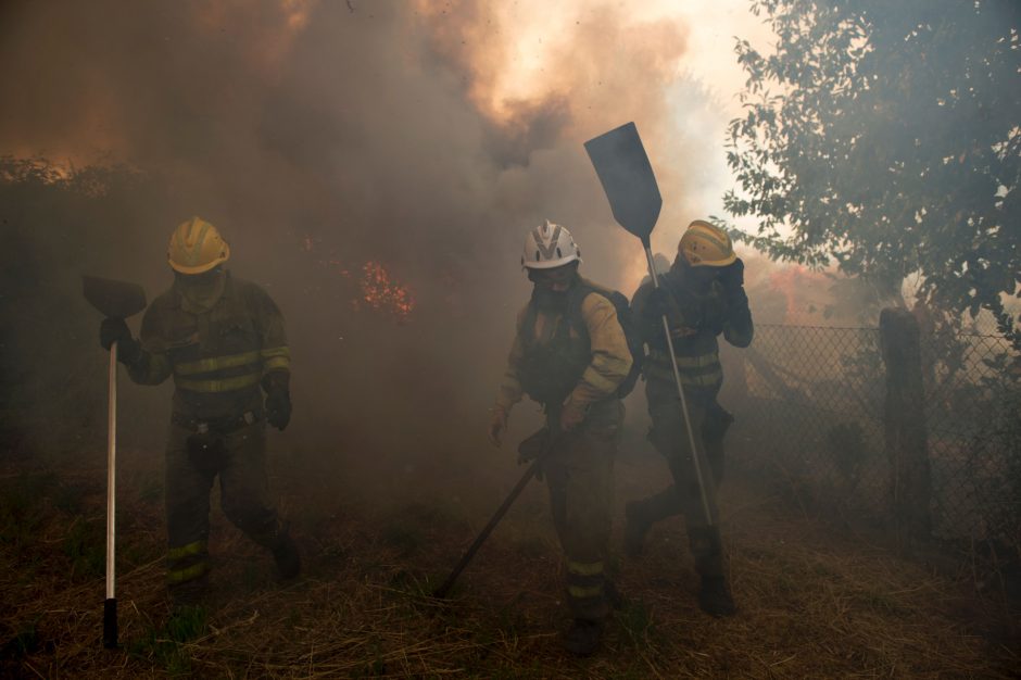 Portugalijos ir Ispanijos ugniagesiai kovoja su gaisrais