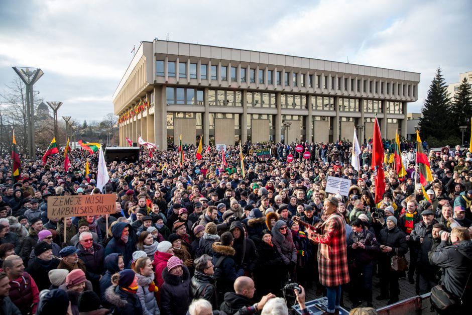 Tūkstantinė minia suplūdo į A. Tapino sušauktą mitingą prie Seimo (vaizdo įrašas)