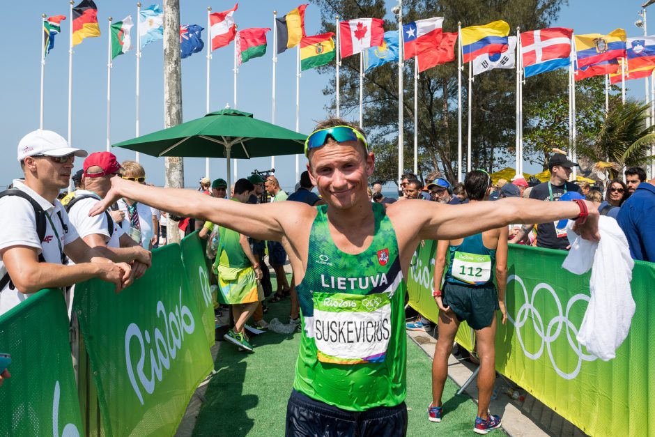 Olimpiados 50 km vyrų sportinio ėjimo rungtyje T. Šuškevičius liko 33–ias