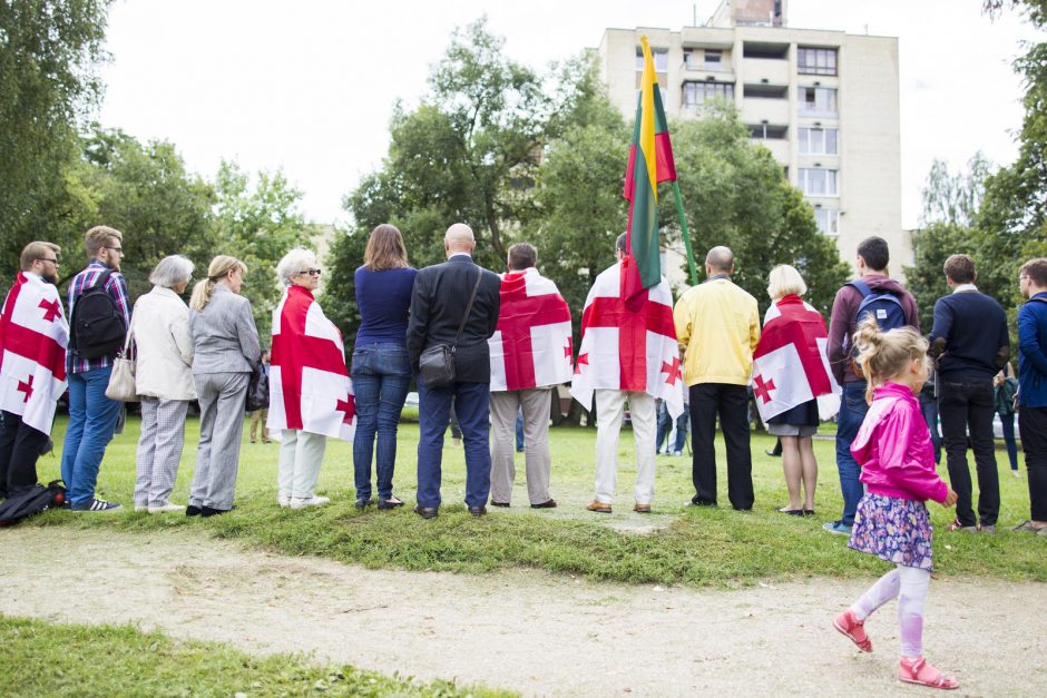 Prie Rusijos ambasados skambėjo šūksniai „Tegyvuoja Gruzija“