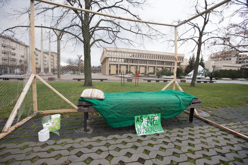 Prie Seimo apie 100 žmonių ragino švelninti bausmes už kanapių turėjimą 