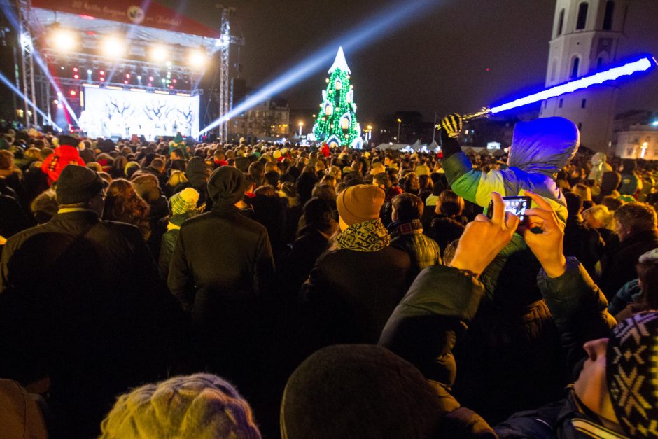 Katedros aikštėje sužibo Vilniaus Kalėdų eglė