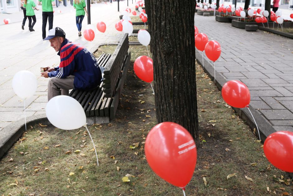 Laisvės alėją studentai nuklojo tūkstančiais balionų