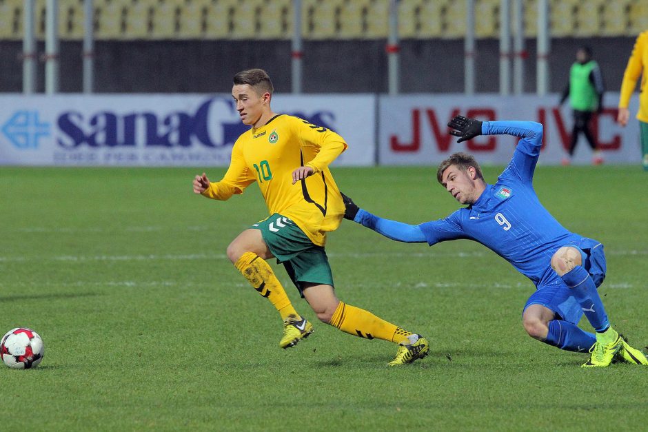 Lietuvos jaunimo futbolo rinktinė sužaidė lygiosiomis su galingais italais