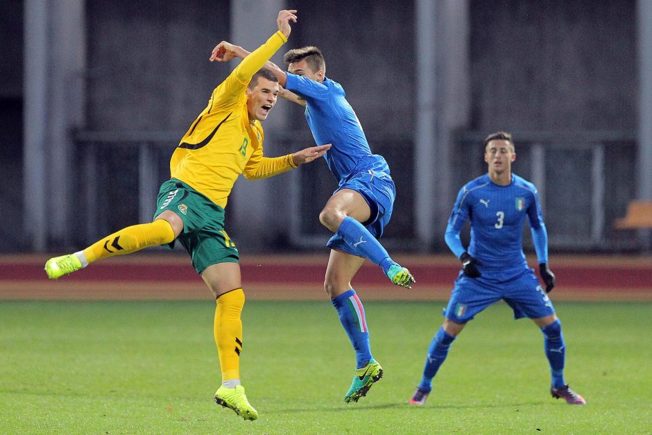 Lietuvos jaunimo futbolo rinktinė sužaidė lygiosiomis su galingais italais