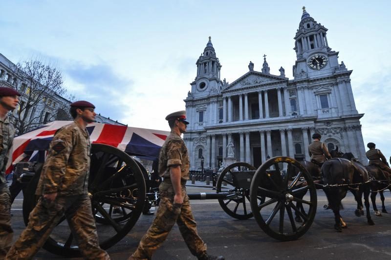 Londone paryčiais surengta Margaret Thatcher laidotuvių repeticija