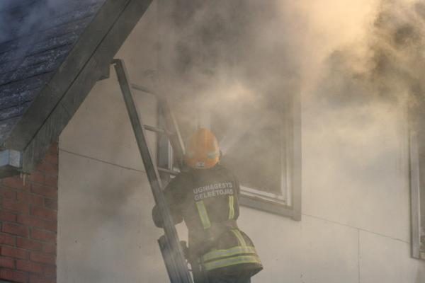 Namas sudegė gaisro gesinti atvykusių ugniagesių akivaizdoje 