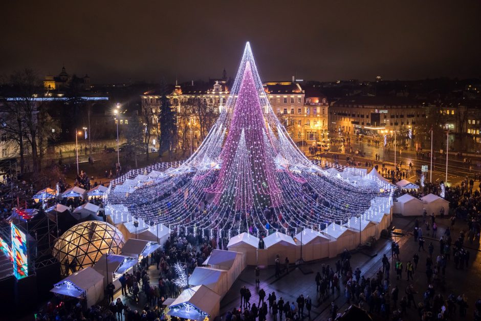 Vilniaus Katedros aikštėje įžiebta Kalėdų eglė 