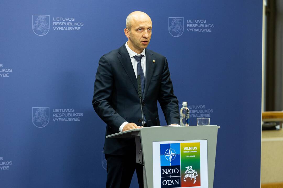 Spaudos konferencija dėl NATO viršūnių susitikimo Vilniuje pasirengimo