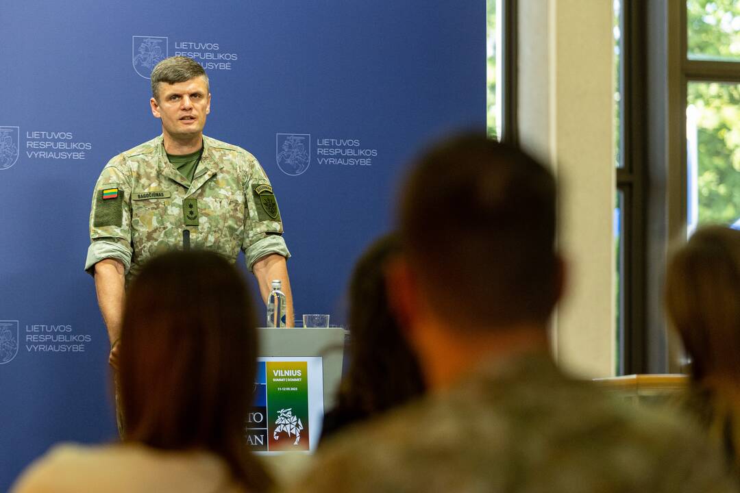 Spaudos konferencija dėl NATO viršūnių susitikimo Vilniuje pasirengimo