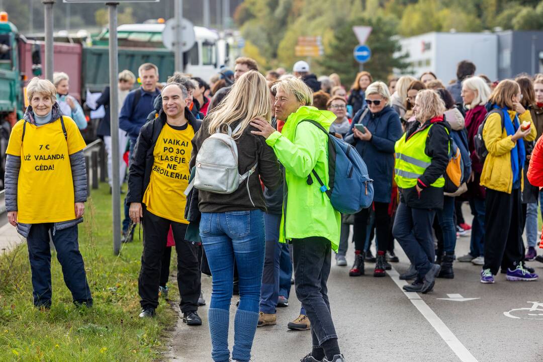 Nuo Klaipėdos į Vilnių žygiuojantys mokytojai pasiekė sostinę