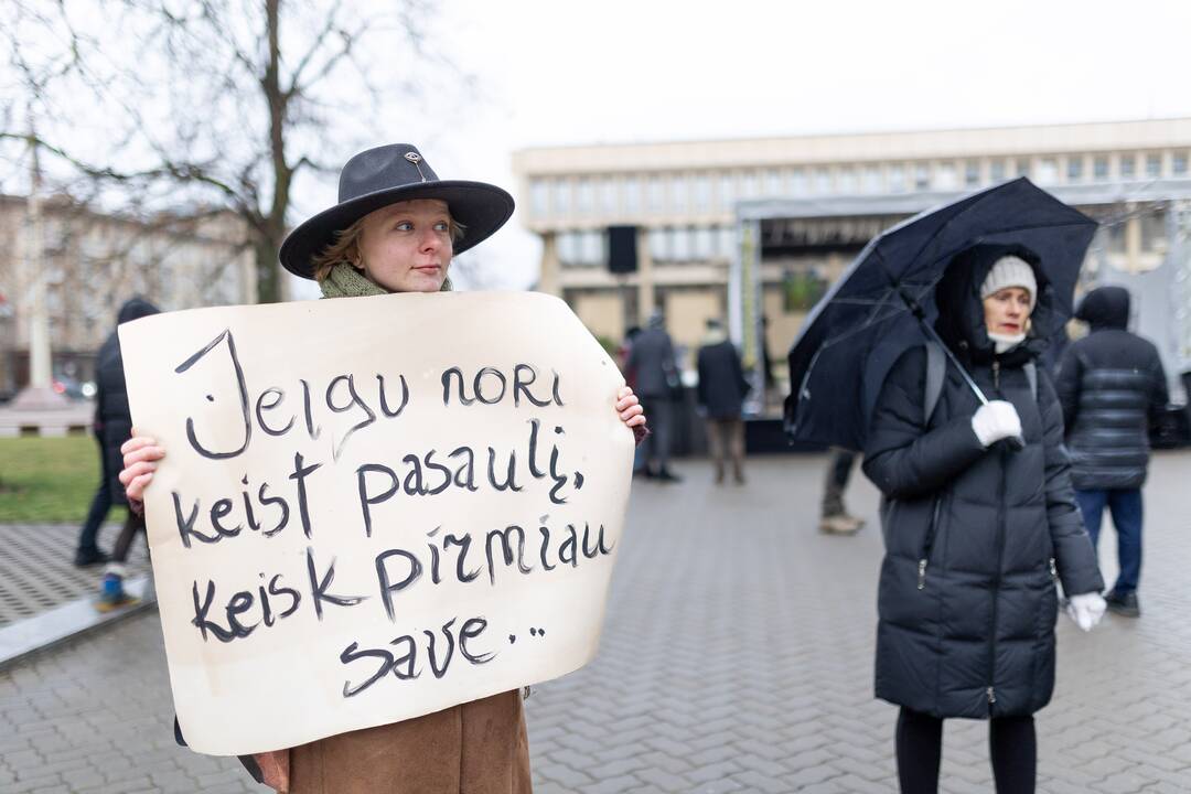 Prie Seimo – protestas dėl plynųjų miškų kirtimų