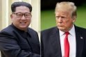 Kim Jong Un (kairėje) ir Donaldas Trumpas (dešinėje)