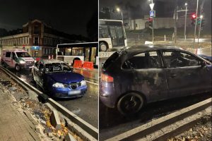 Kaune paryčiais Šv. Gertrūdos gatvėje sudegė automobilis