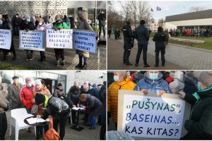 Palangoje – protestas prieš „Pušyno“ ir baseino privatizavimą: žmonės piktinosi A. Bilotaite