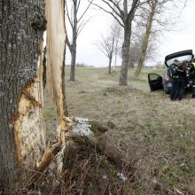 Pakeliui iš Klaipėdos į Palangą automobilis rėžėsi į medį