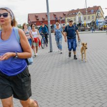 Tarptautinei benamių gyvūnų dienai – simbolis žygis ir piknikas prie jūros