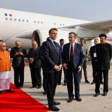 Prancūzijos prezidentas E. Macronas atvyko į Indiją dviejų dienų vizito