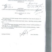 Pradžia: KAM ministro Lino Linkevičiaus įsakymas dėl SOP „Aitvaras“ steigimo. 2001 m. gruodžio 17 d.