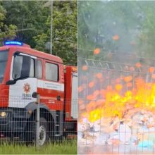 Vilniuje užsidegė šiukšliavėžė: degančias šiukšles vairuotojai išpylė ant kelio