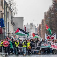Kaune pražygiavo eitynės „Laisvė Palestinai“: nuo provokacijų saugojo pareigūnai