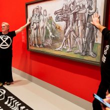 Klimato aktyvistai prisiklijavo rankas prie P. Picasso paveikslo apsauginės dangos