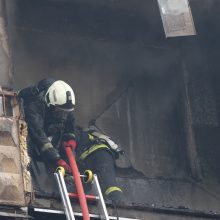 Ugniagesiai skubėjo į Šeškinę: liepsnų apimtame bute rastas žmogus