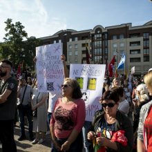 Žydų atstovai, I. Šimonytė pasmerkė Holokausto simbolikos naudojimą mitinge prie Seimo