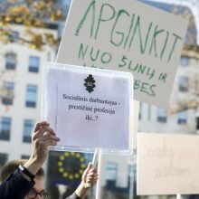 Mitinguoja socialiniai darbuotojai: už nesaugų darbą mokama per mažai