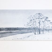 Galerijoje „Drobė“ – tapytojos M. Gailiūtės  pilkumos virpėjimuose paskendusi pakrantė