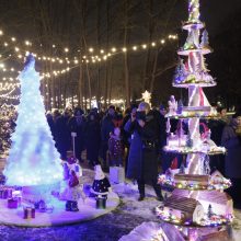 Jonavoje suspindo ne tik Kalėdų eglė – nušvito ir pasakiškas eglučių miestelis