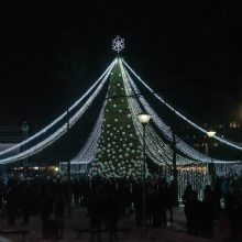 Tauragėje įžiebta žaliaskarė ir eglučių alėja: koncertavo K. Krysko ir J. Milius 