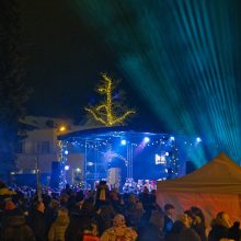 Birštone sužibo Kalėdų eglė ir apžvalgos bokšto viršūnė